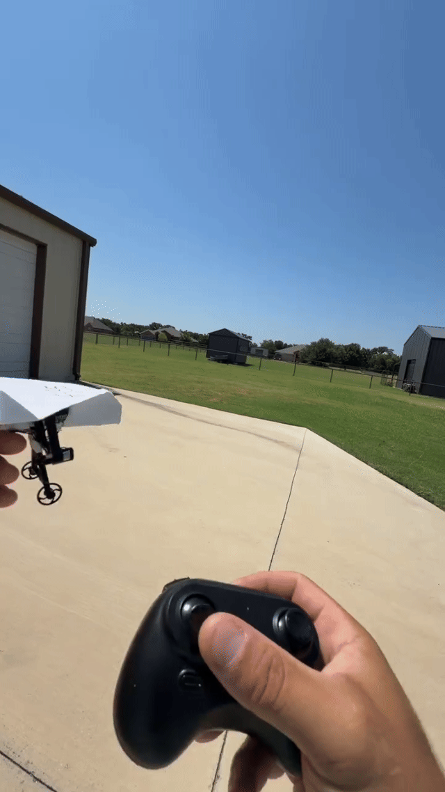 Flying the paper plane with the two-stick remote